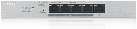 Zyxel 5-Port Gigabit Ethernet Web מנוהל על ידי מתג+ מתג | 4 x poe+ @ 60w | Vlan תמיכה | מארז מתכת יציב | שולחן